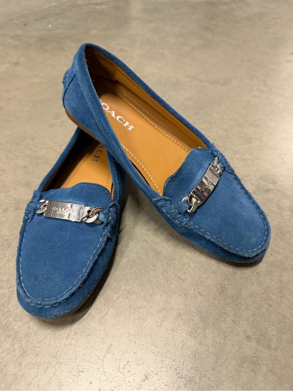 Coach Women’s Blue Suede Driving Loafers Size US 8.5 - Picture 2 of 11